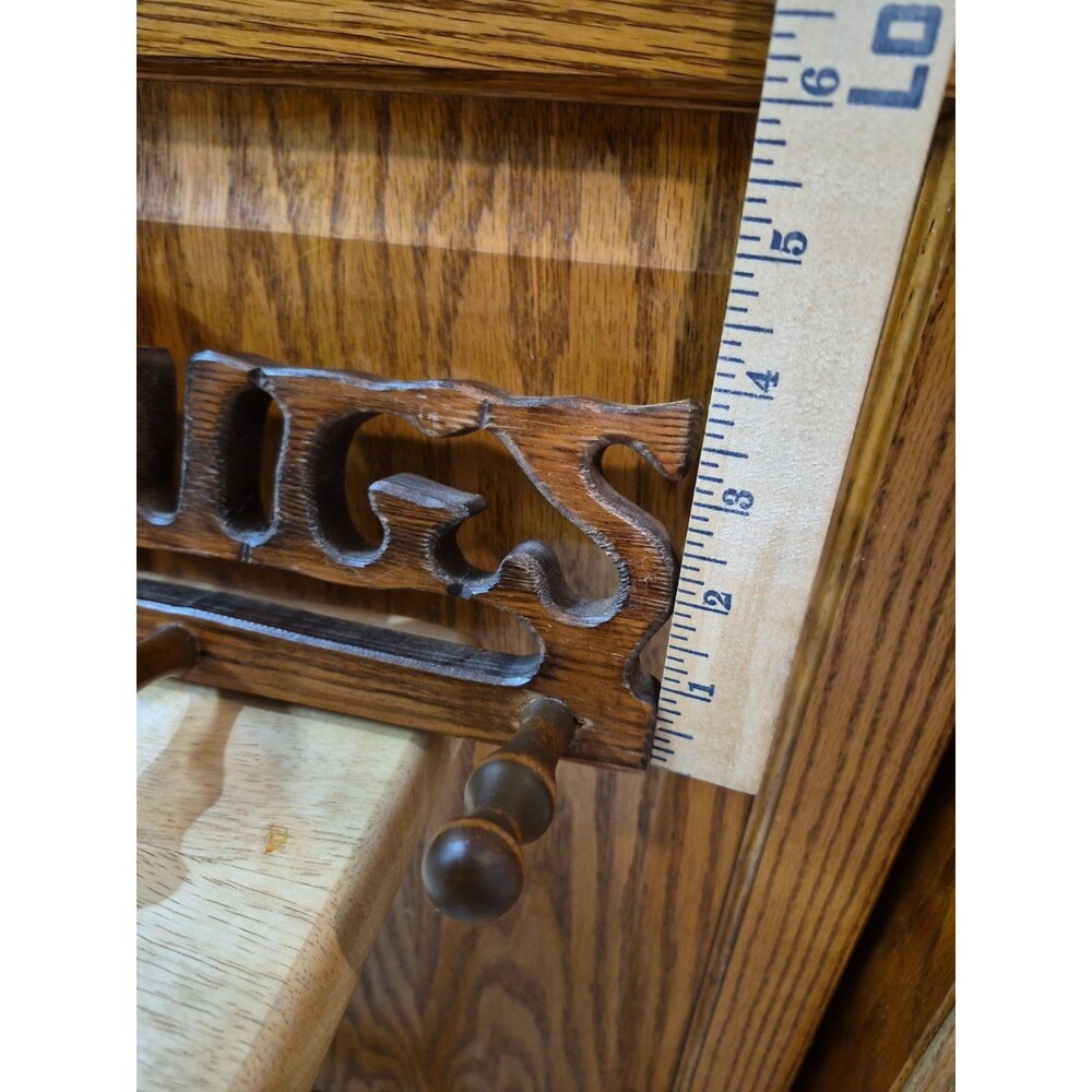 Vintage Wood Coffee Mugs 4 Peg Wall Rack Mug Cup Holder Kitchen Decor 23"×4" - Picture 8 of 13